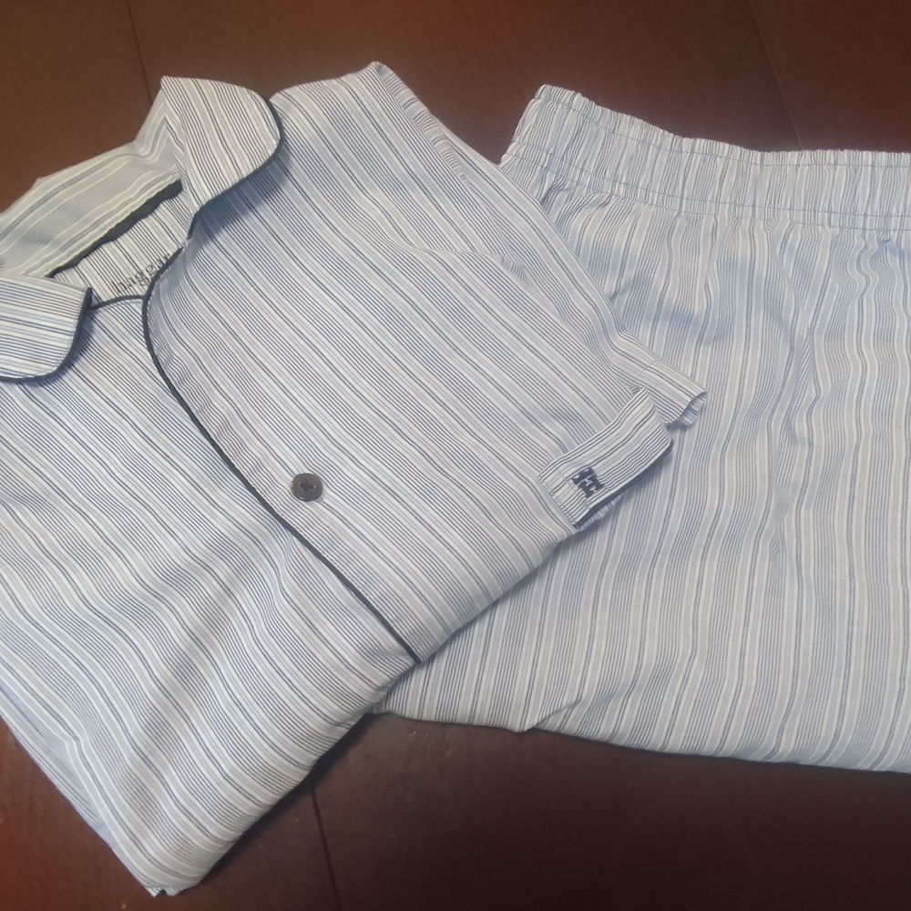 Haggar Mens Cotton Pajamas Top & Bottom Medium